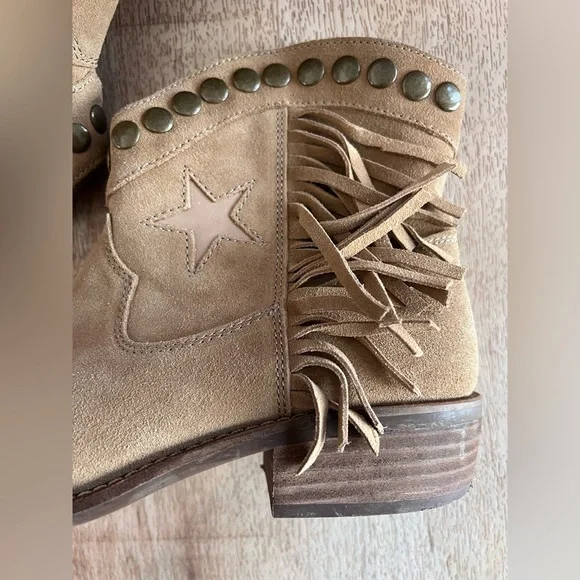 Dingo tan suede fringe lonestar cowboy cowgirl boots booties - Picture 10 of 10